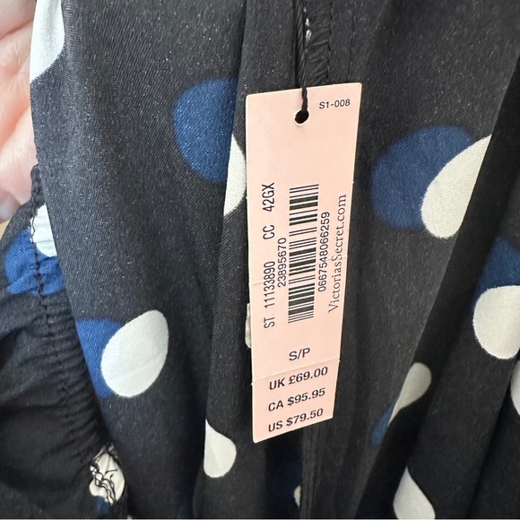 New Victoria’s Secret Black‎ Polka Dot Wide Leg Jumpsuit Size Small  Lounge Sexy - Picture 5 of 11